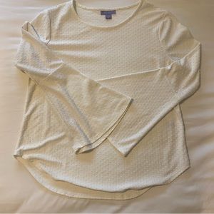Laura Scott white top with bell sleeves